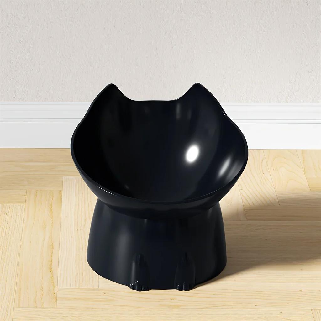 1pcs WhiskerWare Elevated Cat Bowl, Anti-Tip Plastic Raised Pet Feeding Dish with Tilted Edge, Neck Protection Kitty Food