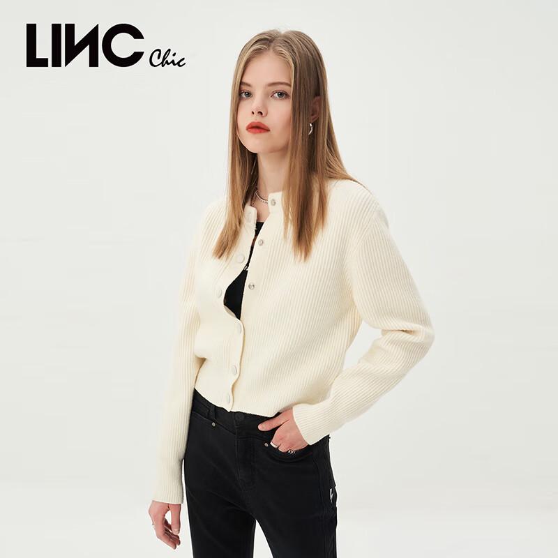 Jin Yujie Women's 22% Wool Blend Round Neck Knit Cardigan