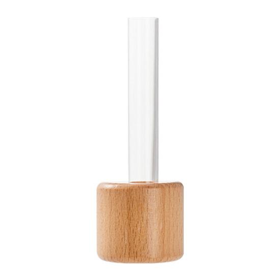 

Fridge Magnet Vase Clear Glass Tube Vase with Wooden Base Magnetic Mini Vase for Flowers Herbs Refrigerator Kitchen Decor D