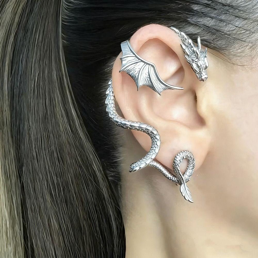 Bohemian Jewelry Ear Bone Clip Punk Gothic Dragon Earrings Dragon Shape Ear Cuff Bohemian Jewelry