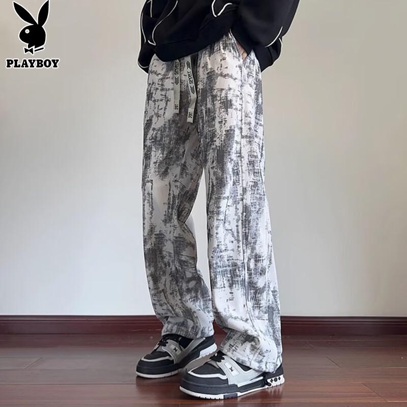 PLAYBOY Men's Tie-Dye Straight-Leg Casual Sweatpants