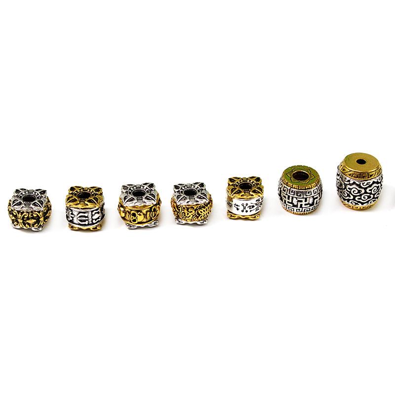 5Pcs Tibetan Silver Gold Metal Loose Spacer Beads Big Hole Beads for Necklace Bracelet Jewelry Making DIY Crafts Accessories