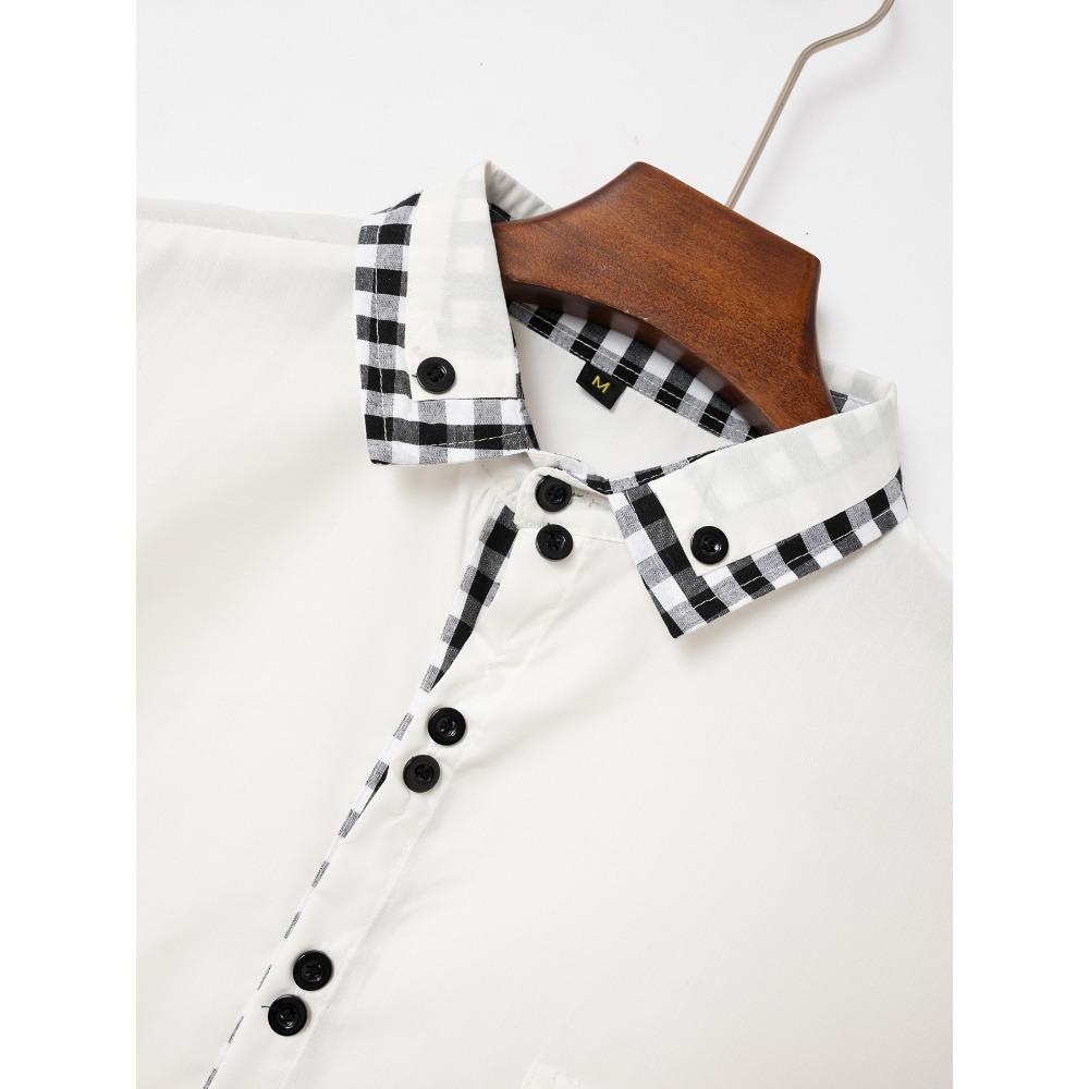 Splicing Plaid Shirt Men's Cardigan