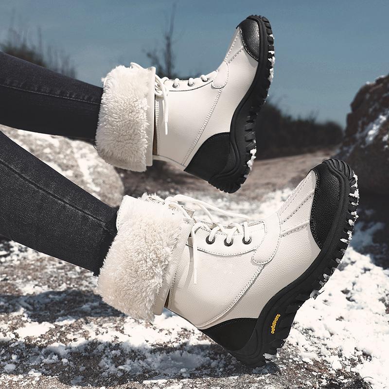 Winter Snow Boots Women Outdoor Warm Plush High-top Boots Women Anti-slip Durable Solid Color Thick-soled Casual Women Shoes