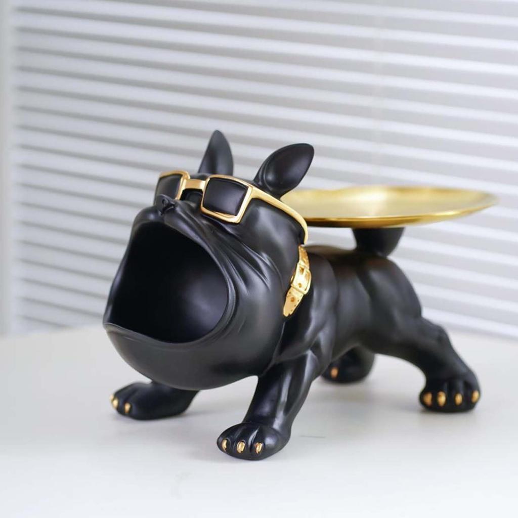 Famihot Big Mouth French Bulldog Dog Holding a Creative Dog Birthday Storage for Key Remote and Other Small Tabletop Perfect Gift for Resin Object