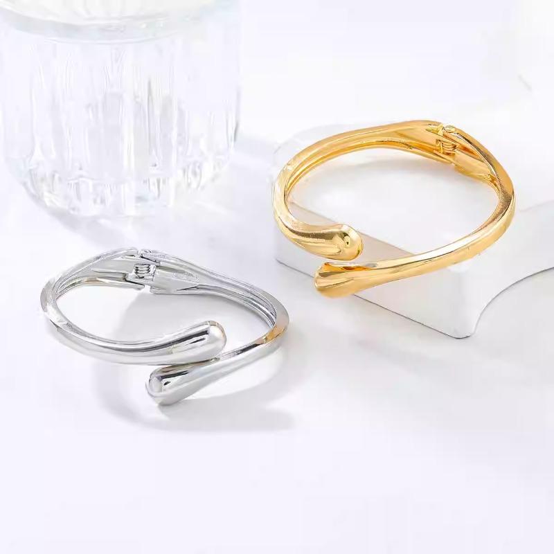 Exaggerate Individuality Metal Smooth Surface Water Drop Bangle for Woman Adjustable Bracelet Paty Daily Wear Jewelry Gifts