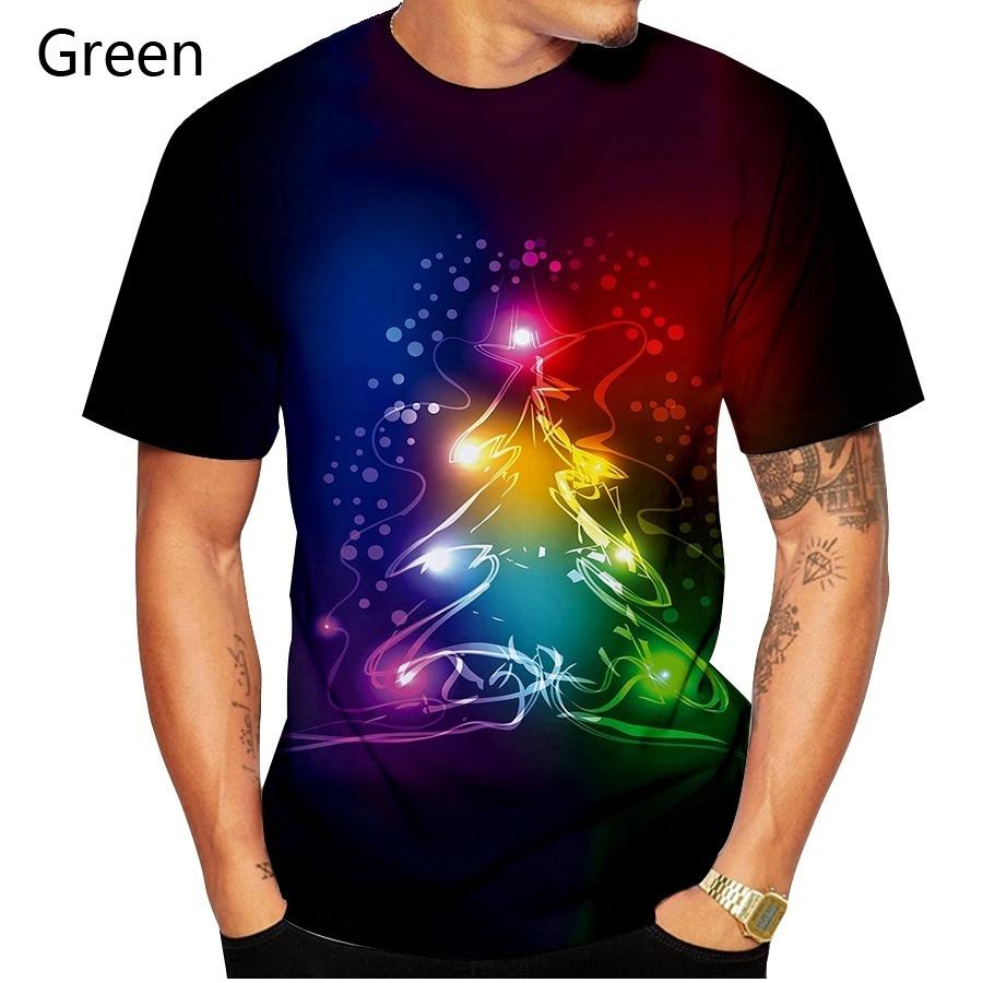 European And American Fashion Christmas 3d Digital Printing Men's T-shirt Loose Round Neck Short Sleeve