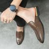 Fashion Men's Breathable Leather Mules Slip-On Driving Shoes Casual Summer Sandals Lightweight Comfortable Loafers Outdoor Footwear