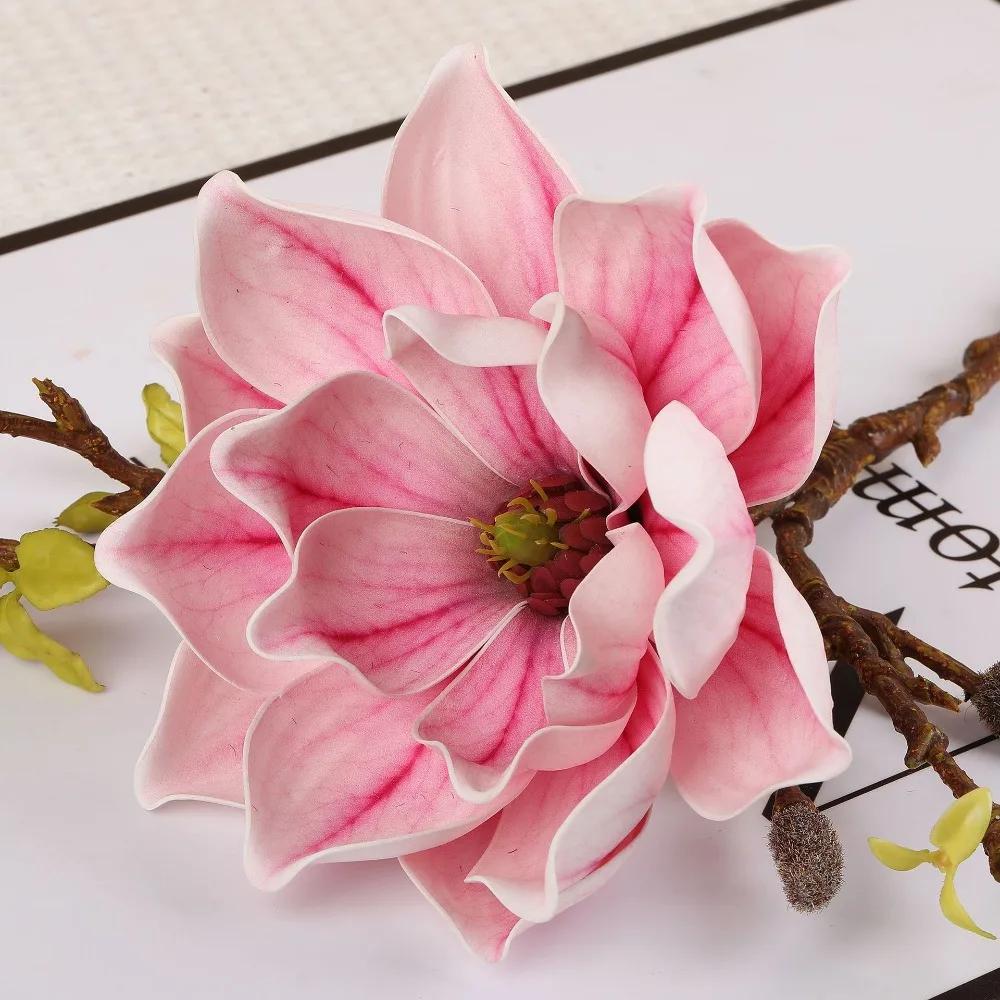 EVA Artificial Magnolia Branch Real Touch Floral Art Simulation Big Magnolia Handmade Artificial Orchid Flowers