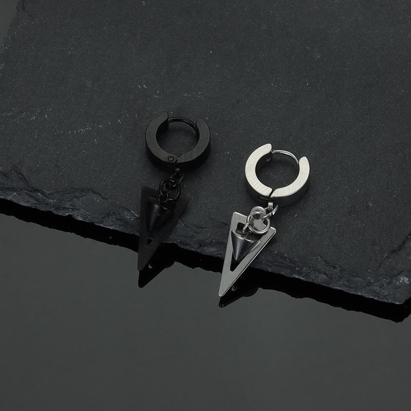 

Серьги в стиле панк из титановой стали с геометрическим узором в форме треугольника для мужчин и женщин - клипсы из нержавеющей стали