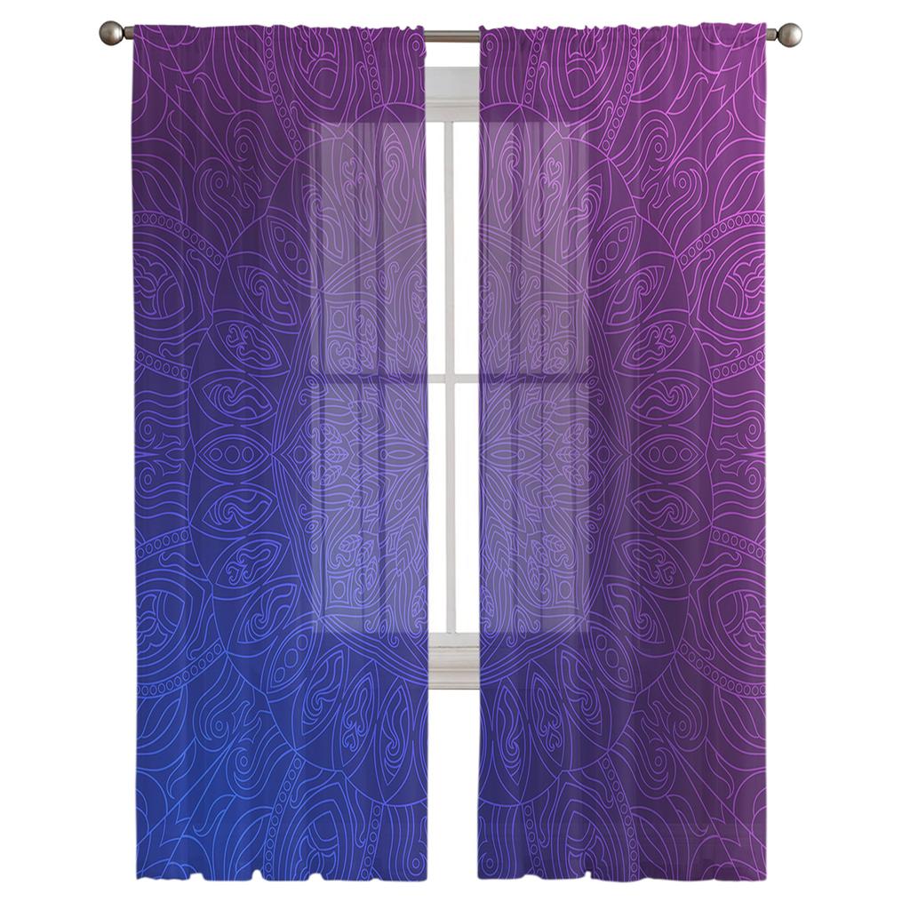 Mandala Window Treatment Tulle Modern Sheer Curtains for Kitchen Living Room the Bedroom Curtains Decoration