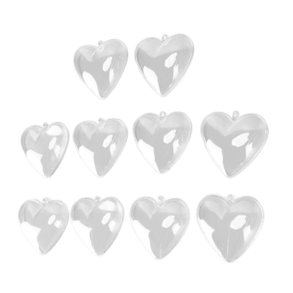 5Pcs Clear Fillable Ball Transparent Heart Shape Plastic Ornaments for DIY Crafts Christmas Tree BirthdayS