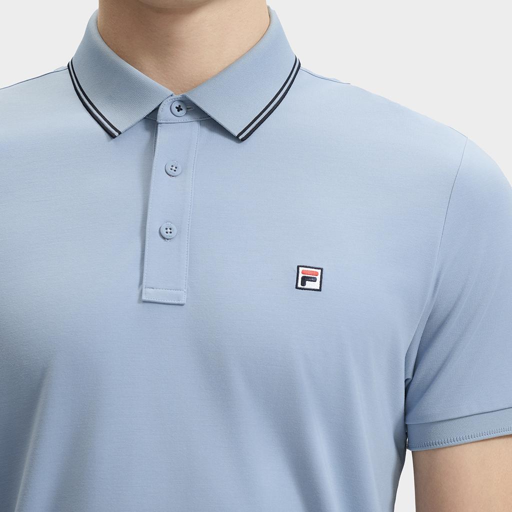 Fila Modern Heritage Cool Casual Breathable Fashion Commuter Short Sleeve Polo Shirt Men Tops Bamboo-Blue F11M431105FBU