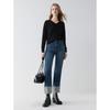 ELLE 100% Sheep Wool Seamless V-Neck Knit Sweater