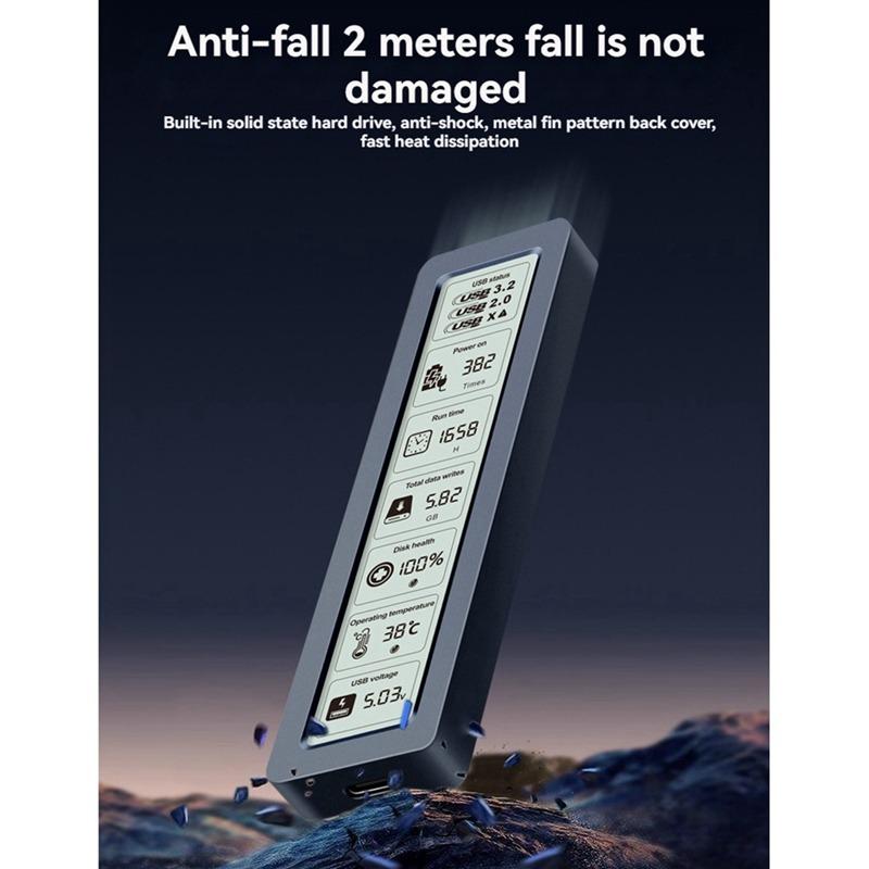 M.2 NVMe SATA SSD Enclosure Dual Protocol Smart SSD Case with Display Screen USB 3.2 Gen 2 10Gbps SSD Adapter for PC NVME PCIE NGFF SATA SSD Disk Box