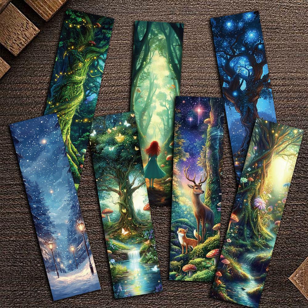30PCS Mysterious Forest Bookmarks Paper Fairy Gifts Painting Decoration Stationary Reading Book Page Markings Card Bookmark