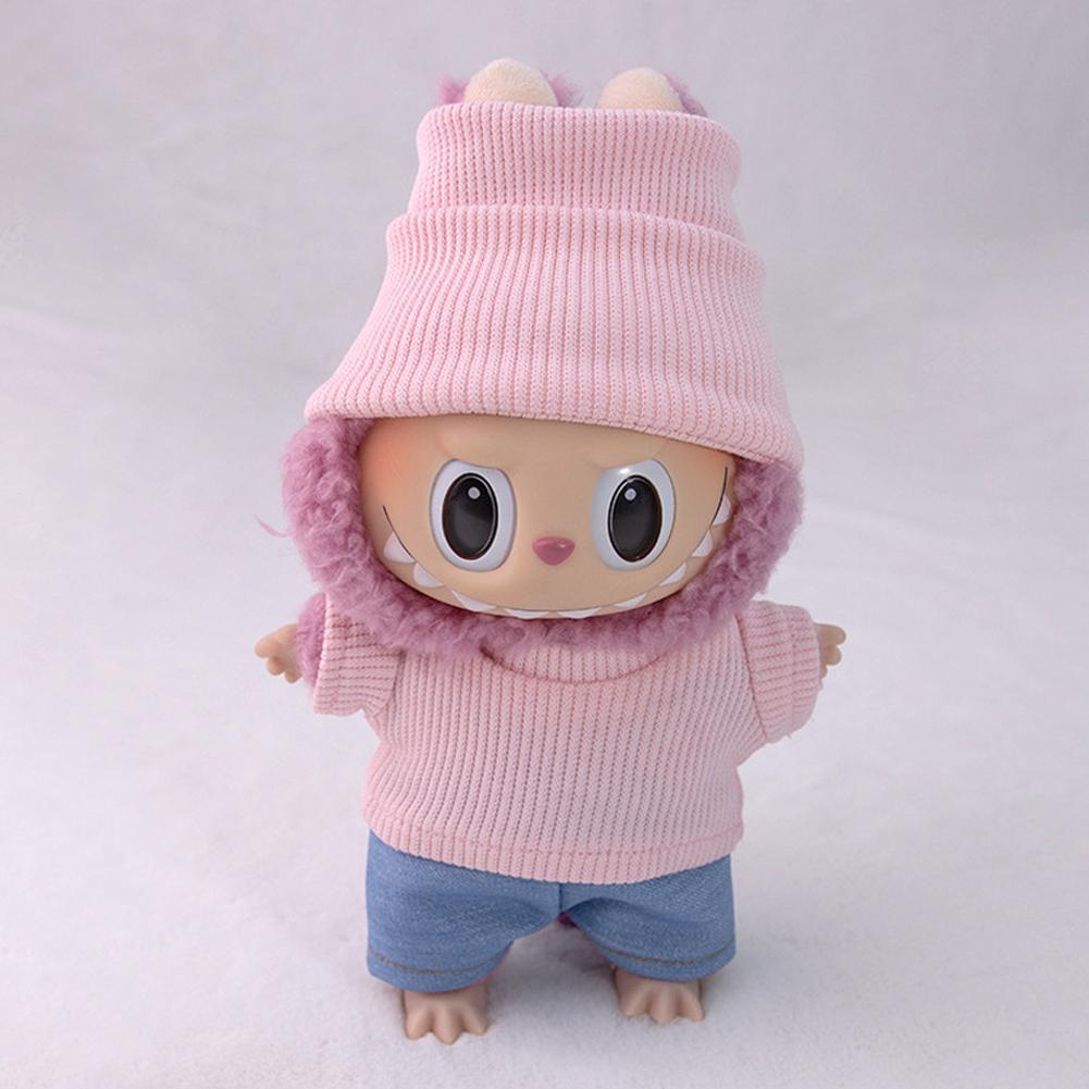 For 17cm Labubu Doll Fashion T-shirt Doll Clothes Color Match Dolls Accessories Cute Decoration Little Clothes