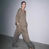 Spring 2025 Women's Linen V-Neck Long Sleeve Shirt & Wide-Leg Pants Casual Set