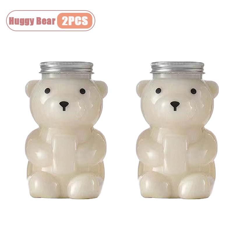 500ml Portable Cartoon Bear Transparent Bottles Cute Reusable Drink Containers for Bubble Tea Juice Milkshake Party Supplies