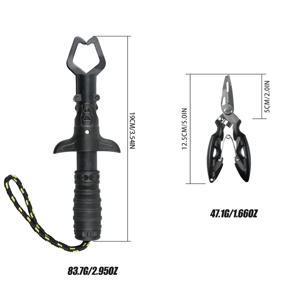 Fishing Pliers Tool Set - Metal Fish Lip Gripper with Stainless Steel Fishing Pliers, Essential Tools for Freshwater Fishing