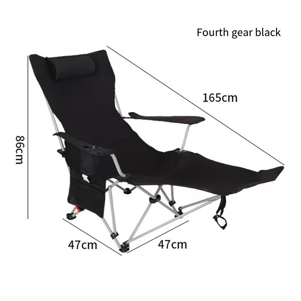 

Reclining Camping Chair with Headrest Folding Lounge Chair with Adjustable Backrest Lightweight Camping Chairs for Outdoor чёрный