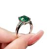 Imitation Emerald Rectangular Ring Women'S Light Luxury Temperament Gold-Plated Colored Treasure Square Greenstone Live Ring