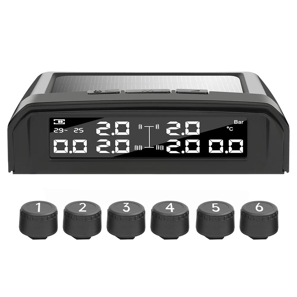 

Temperature Warning Tire Pressure Monitoring System Solar TPMS With 6 External Sensors Car Tyre Pressure Monitor for Truck RV T6