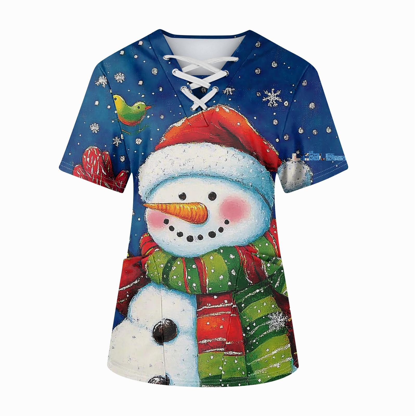 Плюс размерСкраб с принтом Рабочая форма Топы для женщин Крест V-образным вырезом — фото 12