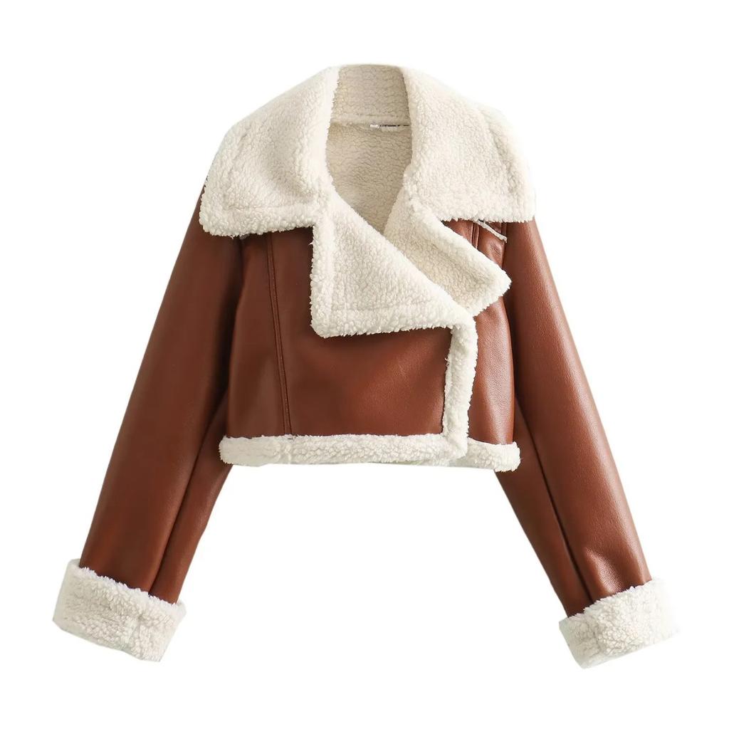 Womens Jackets Long Sleeve Fall Coats  Cropped Jacket  Winter Warm OuterwearWith Pocket