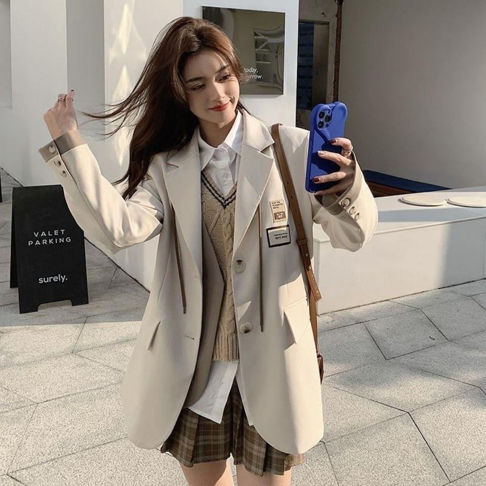 Spring Loose Fit Leisure Suit Jacket Korean Style for Women Blazer