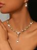 Simple and Exquisite Hot-selling Claw Chain Necklace Earrings Bracelet Set Three-piece Pearl Collarbone Chain Dinner Dress Accessories