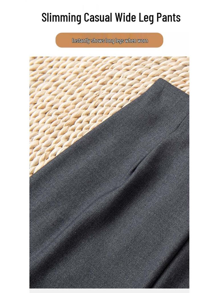 Trendy 2025 Women's High-Waisted Wide-Leg Trousers - Slim-Fit, Fashionable Spring/Autumn Style