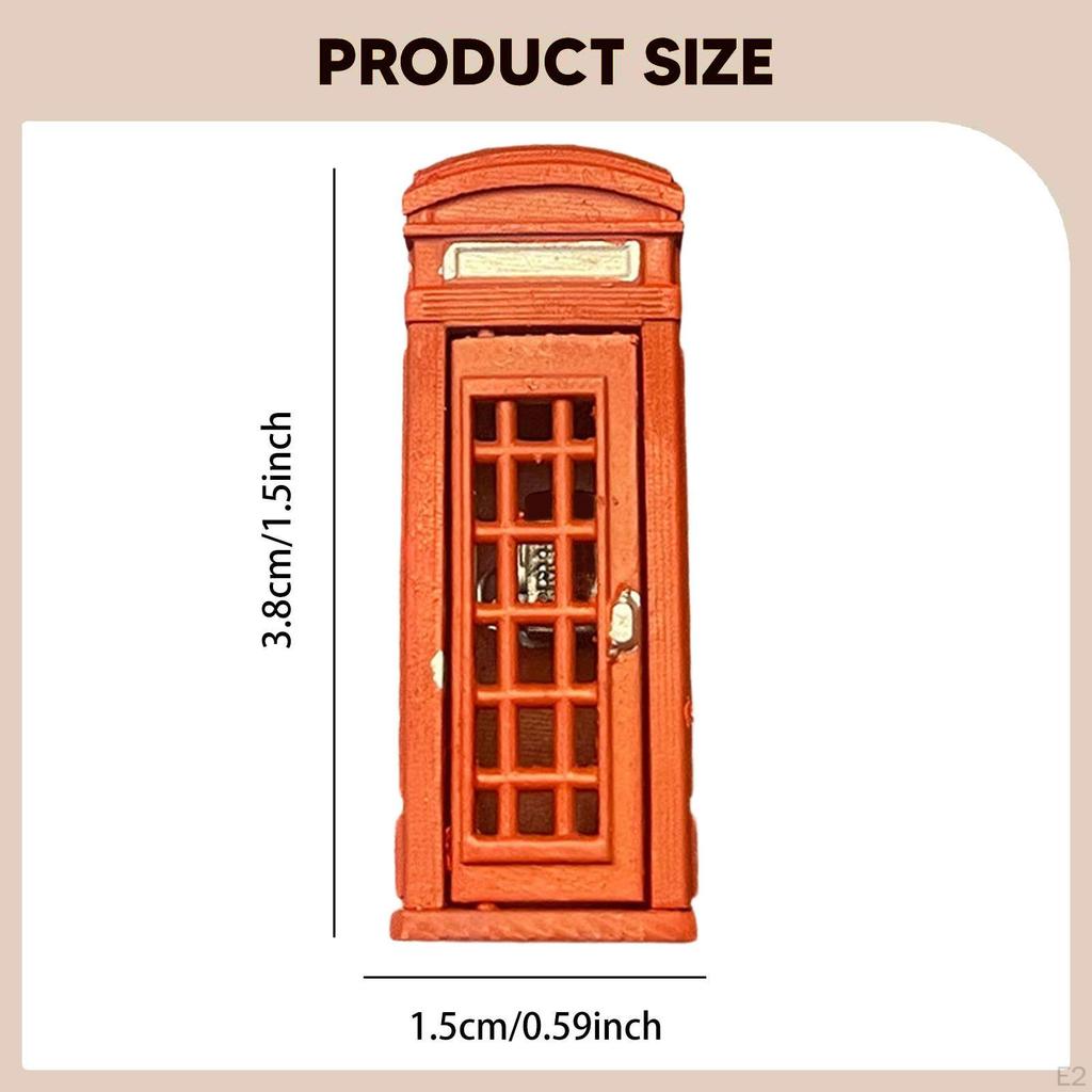 1/64 Miniature Phone Booth Telephone Collectibles Accessories DIY Projects Retro Railway