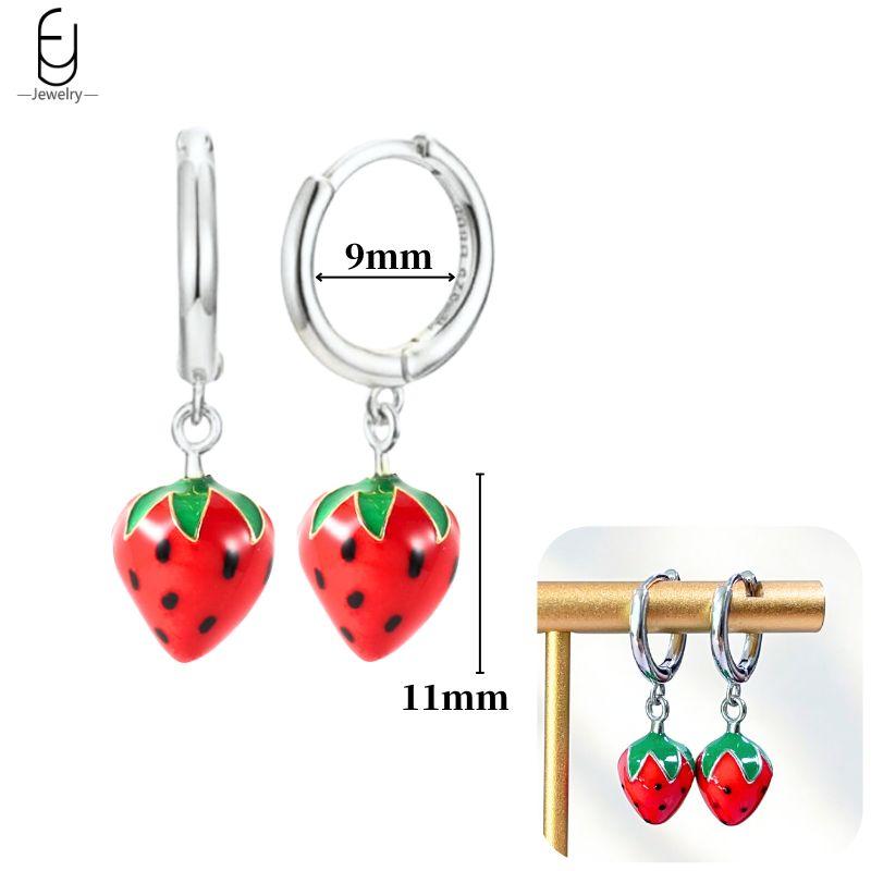 925 Silver Needle Cute Starfish/Shrimp Pendant Earrings Red Chili/ Star Enamel Gold Earrings For Women Fashion Jewelry