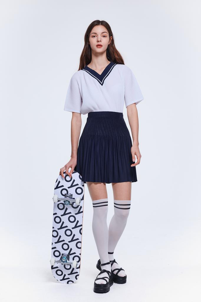 Waiowai Double-Pleated Flare Skirt_2Colors