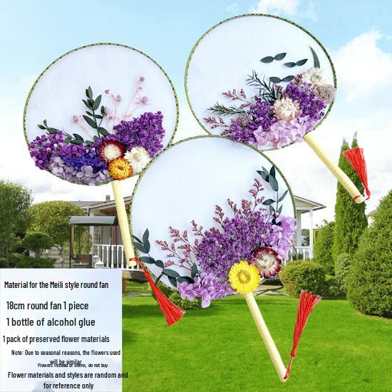 DIY Dried Flower Fan Kit: Ancient Style Preserved Flower Craft for Children - Ideal for Mother's Day and Team Building Activities