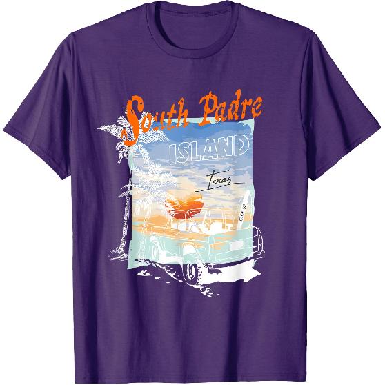 South Padre Island Texas Summer Vibe Sunset Palm Tree T-Shirt