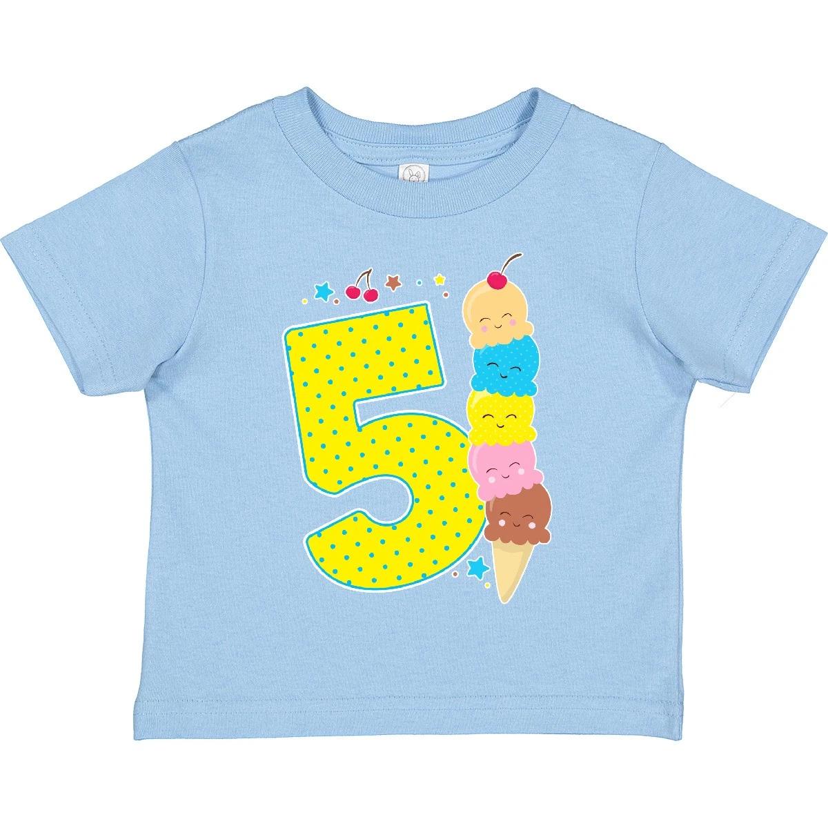 Inktastic Ice Cream Fifth Birthday Blue Toddler T-Shirt Birthdays 5th Five 5 Old 150