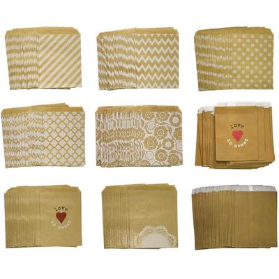 50pcs/ Lot Treat Candy Bag High Quality Party Favor Paper Bags Chevron Polka Dot Stripe Printed Paper Craft Bags Bakery Bags