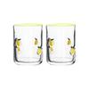Pair Of Lemon Printed Vintage Juice Glasses Durable Glassware With 14oz Capacity Ideal For Cocktails Water Decor