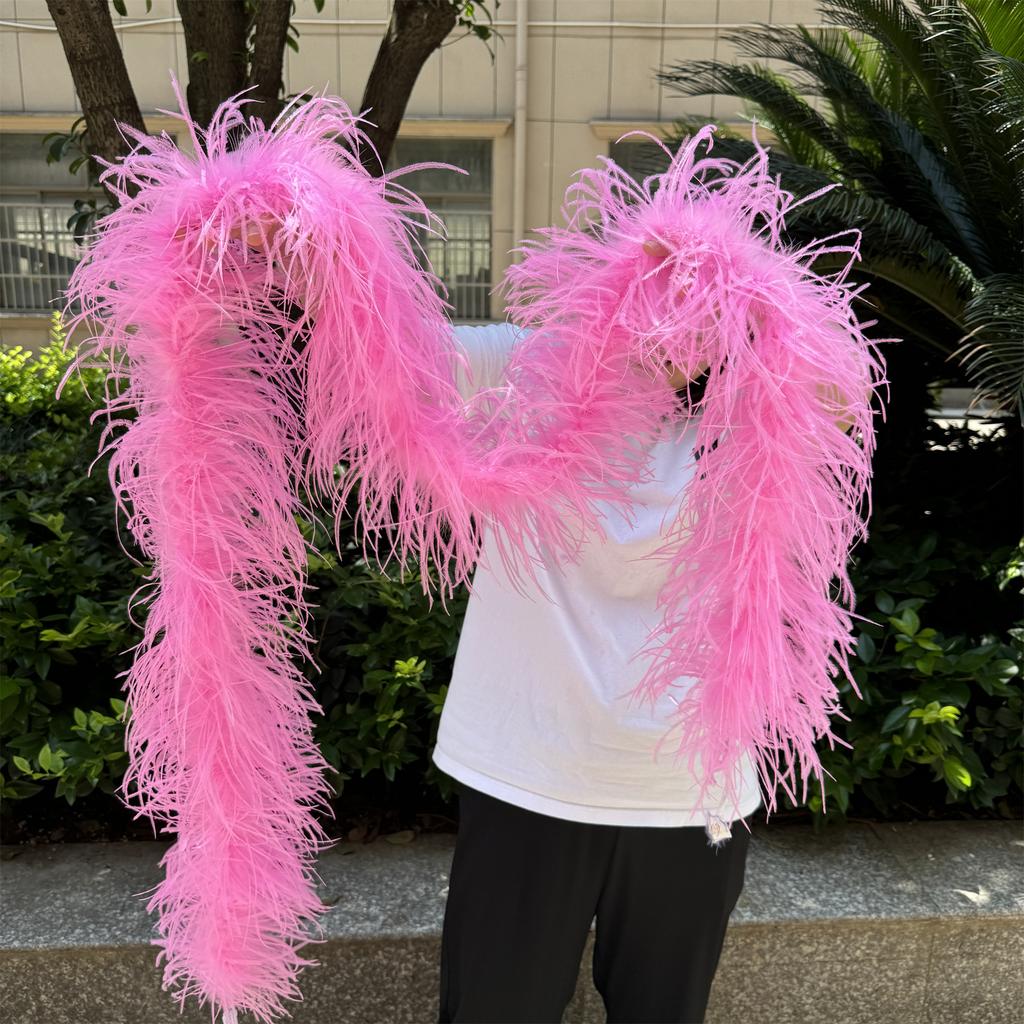 DIY 8 Ply Ostrich Feather Boas 4M for Craft Party Shawl Wedding Drees Clothes Carnival Stage Decor Fluffy Ostrich Plumes Scarf Trim