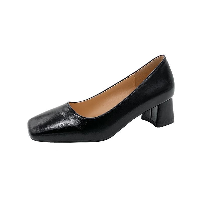Fashion 2025 Autumn Korean Version Fashion New Square Head Thick Heel High Heels Elegant Light Mouth Black Single Shoes Women Shoes