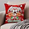 Happy Red Festive Cozy Art Merry Christmas Cushion Cover Pillowcase Anti-Dustmite Invisible Zipper Short Plush Sofa Cushion