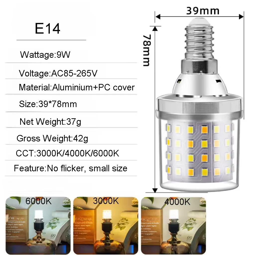 Mini LED Corn Bulb E27 E26 E14 E12 B22 B15 9W no/flicker base 6500k White Warm Lamp lamp 85/265V Cold 3/colors living 2835/SMD