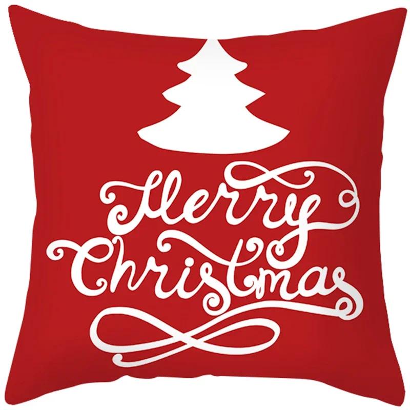Weihnachtsrot Dekorationsmuster bedruckte Kissenhülle für Wohnzimmer Sofa Dekoration Kissenbezug