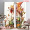 2pcs,2D Plane Printing Popular Curtain Panels Cute Gnome Spring Garden Butterflies Polyester (without Rod) Art Deco Festive