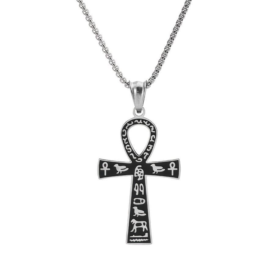 Vintage Waterproof Non-Allergic Stainless Steel Ancient Egyptian Ankh Symbol Pendant Necklace for Men | 18K Gold Plated, Suitable for Daily Wear