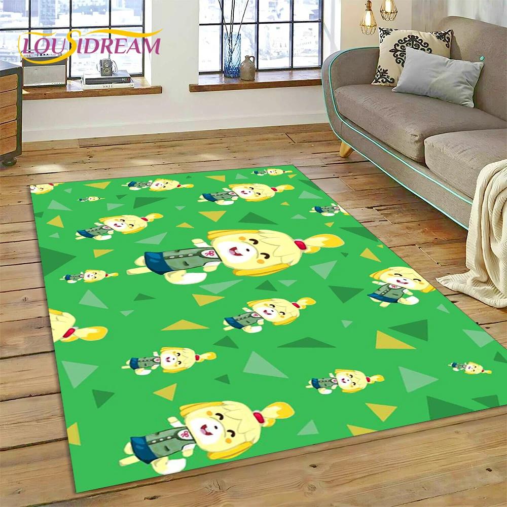 Niedlicher Animal Crossing New Horizons Cartoon Teppich für Schlafzimmer Wohnzimmer Zuhause Sofa Dekoration, Kinderspiel Große Dekor Bodenmatte