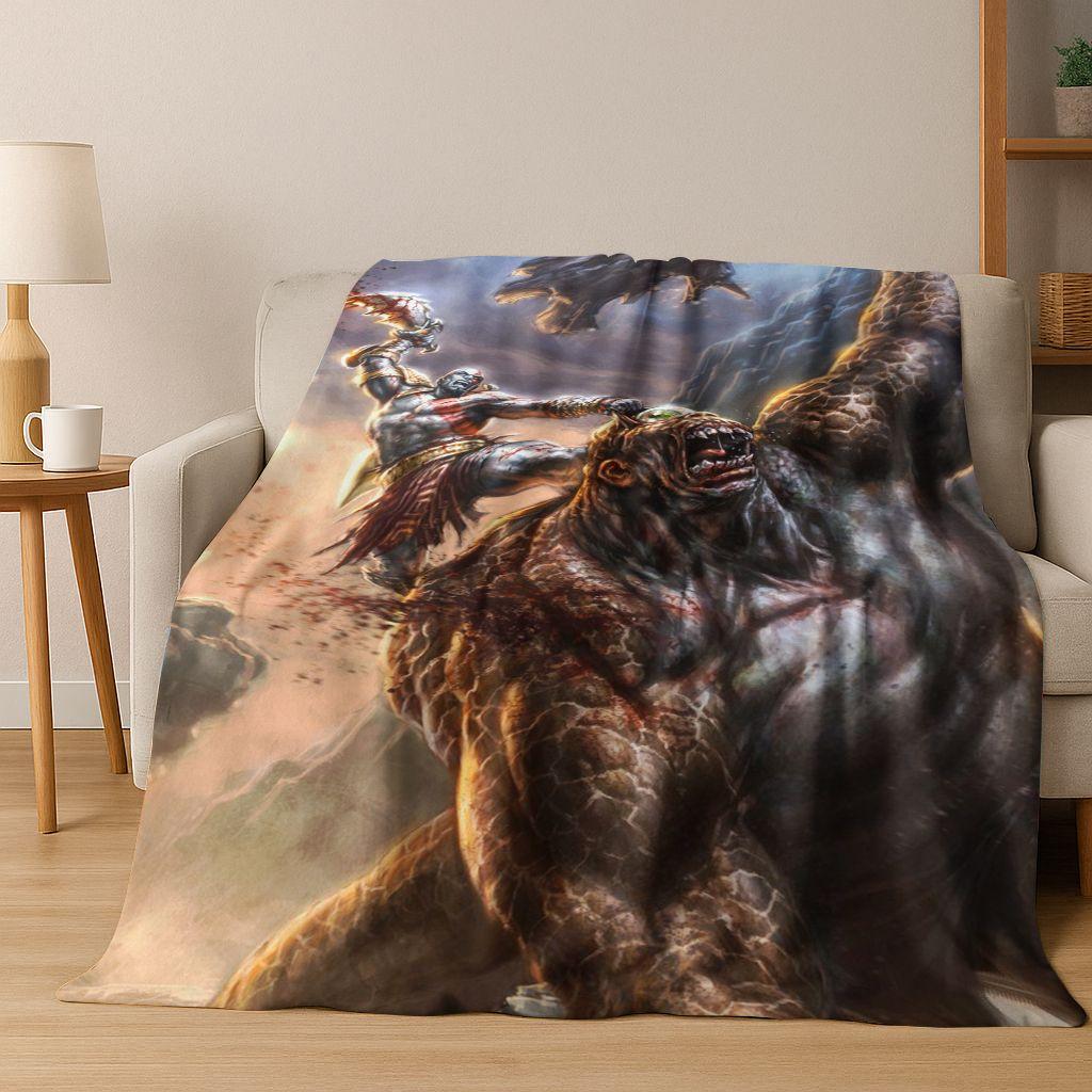 3A Classics God of War Kratos Game Gamer Flannel Blanket,Warm and Cozy Soft Throw Blanket for Home Bedroom Bed Sofa Kid Gift