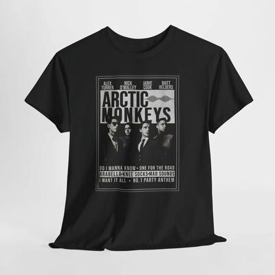 Maglietta Unisex Poster Arctic Monkeys, Regalo Fan Musica Band, Abbigliamento Concerto,